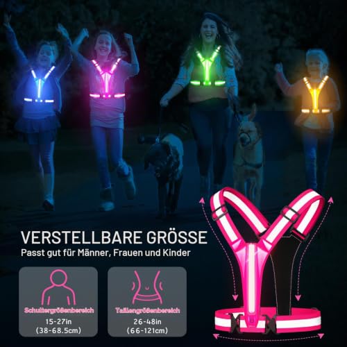 Fokia Kunbio Reflektierende LED-Laufweste, beleuchtete Weste, Läufer, Nachtlaufen, USB-wiederaufladbar… – Ansicht 6