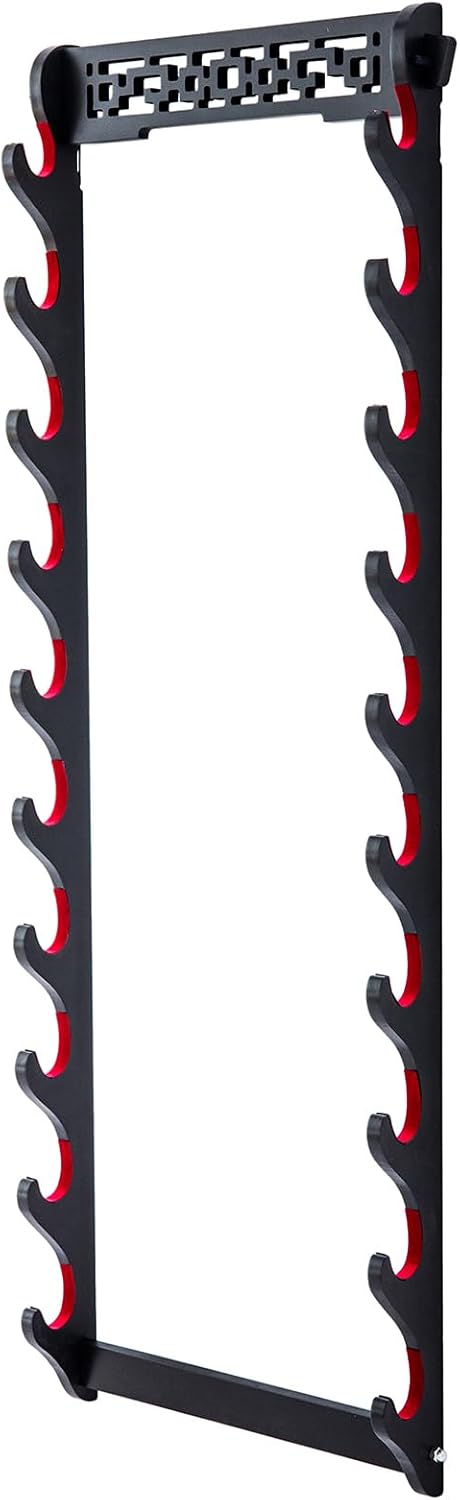 Sword Holder Wall Mount Velvet Padded Samurai Sword Stand Display Katana Wakizashi Tanto Wall Hanger Sword Rack (10-Tier)