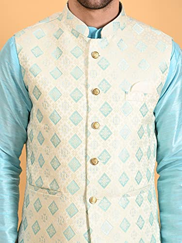 Image of Uri and MacKenzie Men's Silk Blend Kurta Pajama with Designer Ethnic Nehru Jacket /Modi Jacket