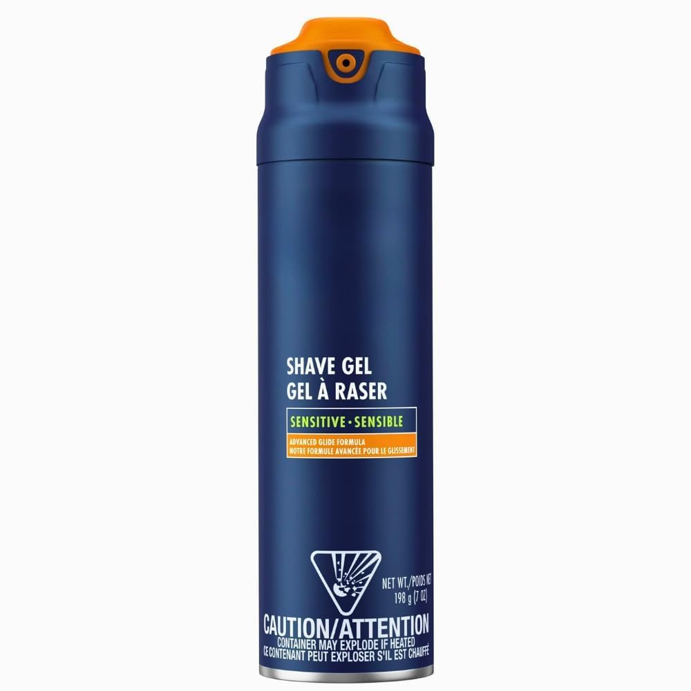 Sensitive Shave Gel Advanced Glide Formula for Smooth Shaving Navy Blue Aerosol Can 198g 7oz