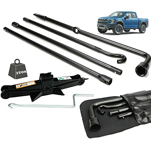 Jack Spare Tire Tool Kit fit for 2005 2006 2008 2010 2011 2012 2013 2014 Ford F-150, Scissor Jack 2 Ton Heavy Duty Lifting Jack & Spare Tire Lug Wrench Tool Kit Replacement Tire Repair Tool