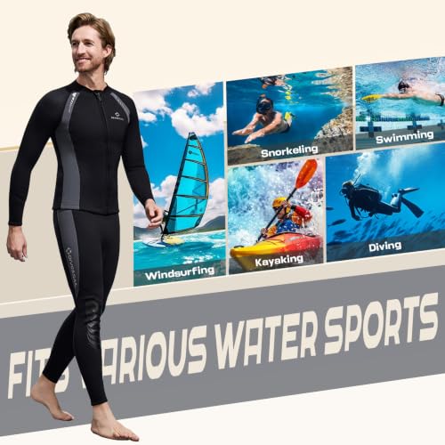Skyone Top de Traje de Neopreno para Mujer y Hombre 3MM, Chaqueta Chaleco con Cremallera Frontal, Mangas Largas para Buceo, Surf y Natación en Agua Fría miniatura 6