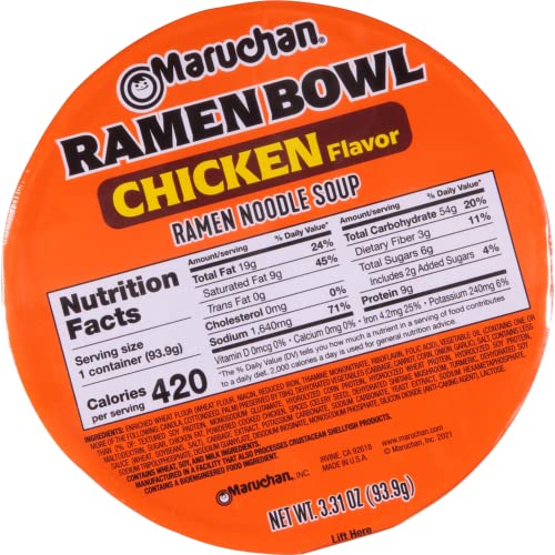Maruchan Chicken Bowl Ramen Vegetables 12-Pack