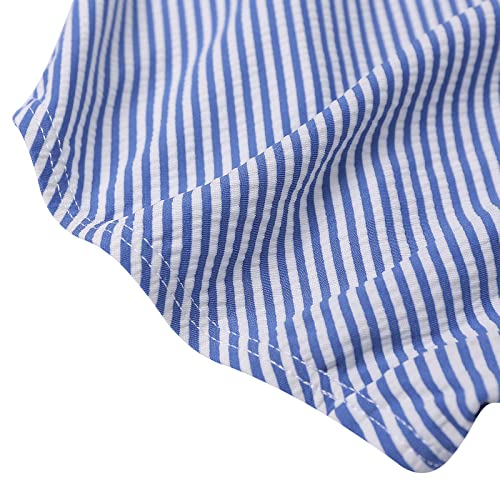 Lizens Girls Swimsuit One Piece Swimwear Ruffle Beach Bathing Suit (6-7T, Blue) #TOP5