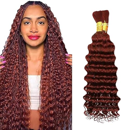Cheveux humain pour tressage deep wave de qualité supérieure marron roux sans trame