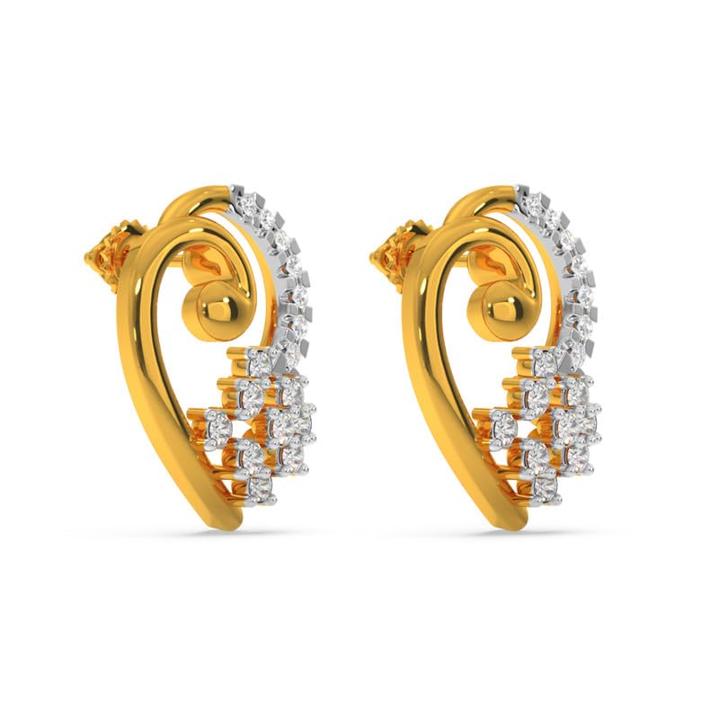Image of KISNA JEWELS 14KT|18KT BIS Hallmark Pure Gold and Diamond Stud Earrings For Women with Screw Back clouser