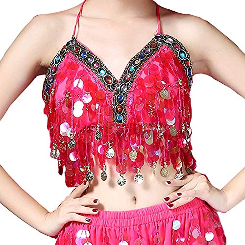 CUIFULI Soutien-Gorge à Sequins Sexy pour Le Ventre - Rose - Taille Unique Cover