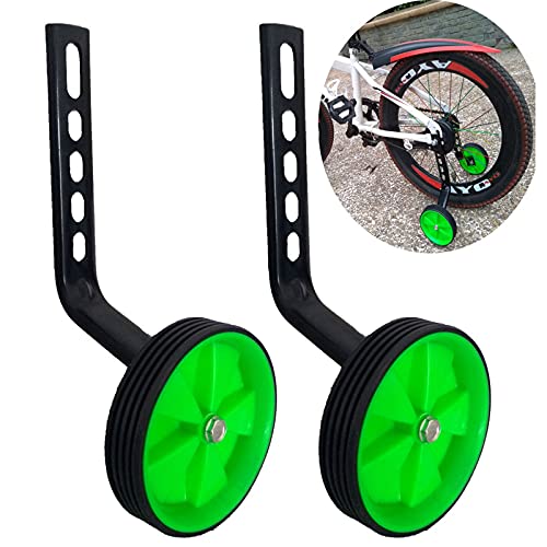 Gugou Adjustable Bicycle Training Wheels Heavy Duty Rear With Stabilizers Mounted Kit For Kids Boy Girls Suitable For 12 14 16 18 20 Inch Children's Single Speed Bikes (Green) #TOP6