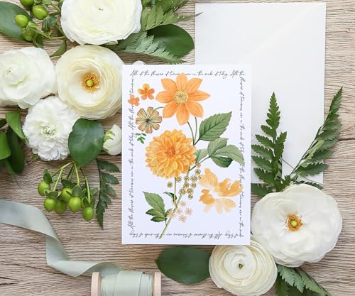Image of Punch Studio Blank Note Cards with Envelopes, Embossed Accents and Textured Box for All Occasions - 5 inch x 3.5 inch each, Set of 10 Cards - Marigold (50420)
