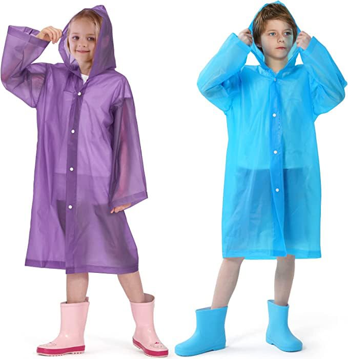 Lista de Abrigos impermeables para Niña los mejores 10. 43 DIOZYRA 2 Impermeable Para Niños, Reutilizable EVA Poncho Impermeable, Senderismo y Actividades Al Aire Libre, Adecuado Para Niños y Niñas de 6 a 13 Nños(Azul y morado)...