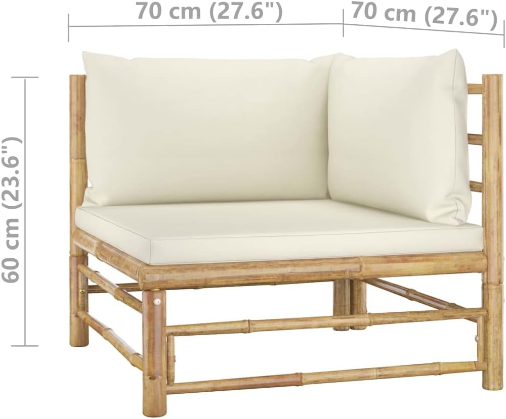 Bamboo Chair,Lounge Chair,Outdoor Chair,Outdoor Furniture Set for Patio, Deck, and Poolside,2 Piece Patio Lounge Set with Cream White Cushions Bamboo