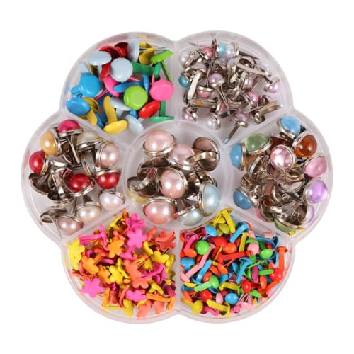 ARTIBETTER DIY Craft Brads Handmade Two Prong Nails 6-12mm Mixed Metal Mushroom Nails Boys and School Office Projects