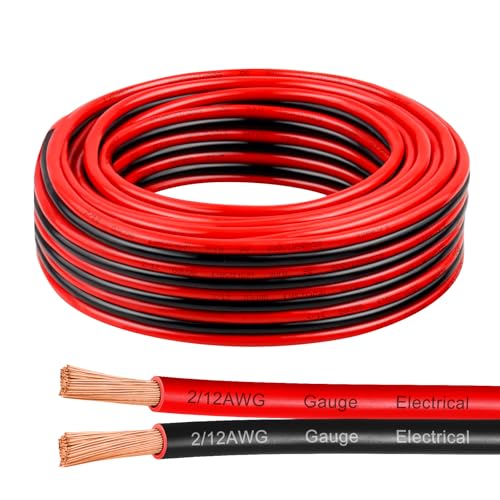 12 Gauge Wire 25 Feet, 12/2 AWG Pure Copper Wire, 12AWG 2 Conduct...