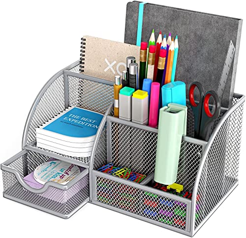 Handcuffs Desk Organizer Metal Mesh Pen And Pencil Storage Box Wi...