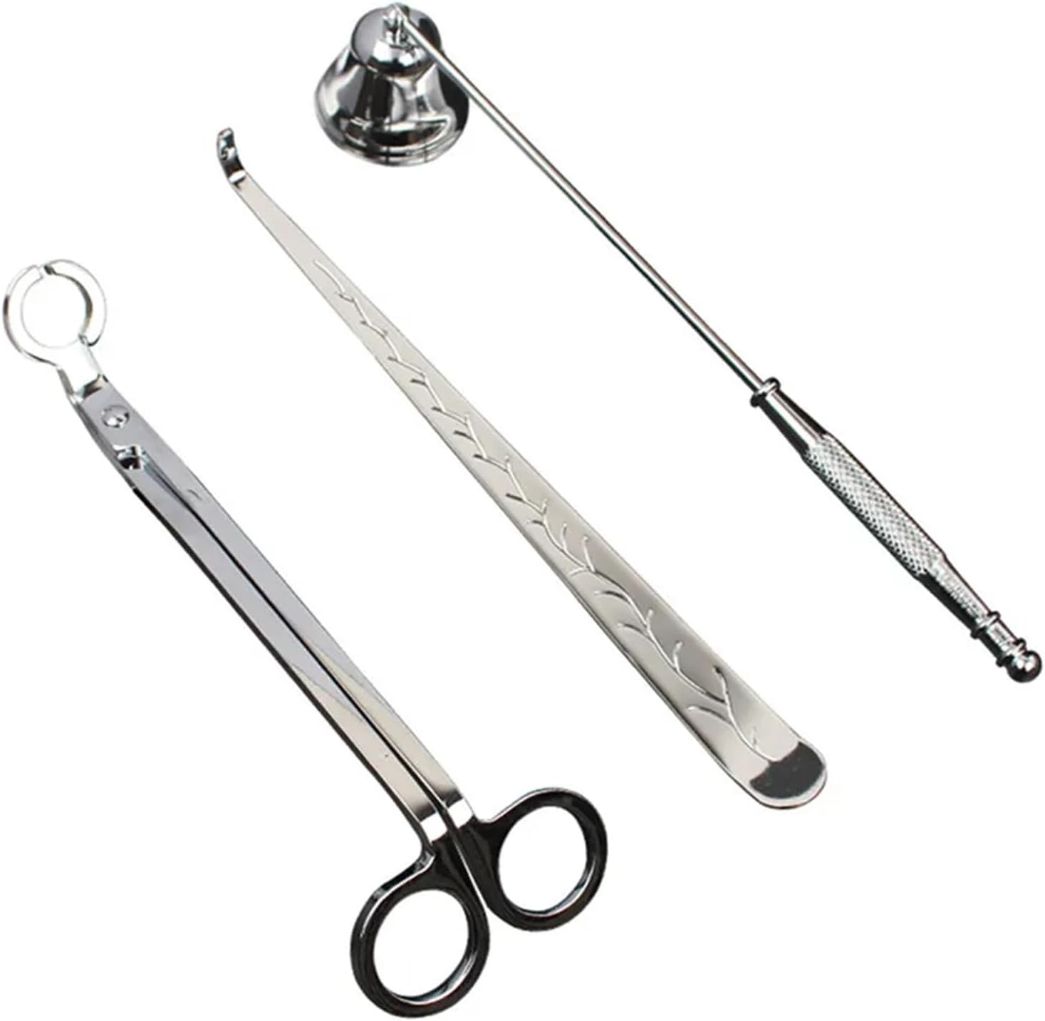Candle Wick Trimmer 2-Set Portable Home Candle Tool Set with Trimmer, Snuffer and Hooks(Sliver)