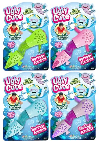 JA-RU Springy Axolotl Fidget Toys (4 Pack) – Cute Axolotl Toys for Girls & Boys, Animal-Themed Coil Spring Toys for Kids, Stress Relief Toy, Axolotl Party Favors. spring-4746-4s