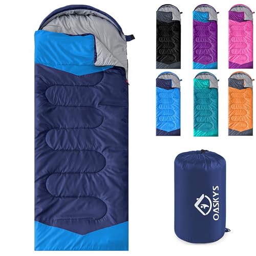 Image of oaskys Camping Sleeping Bag - 3 Season Warm & Cool Weather - Summer Spring Fall Lightweight Waterproof for Adults Kids - Camping Gear Equipment, Traveling, and Outdoors