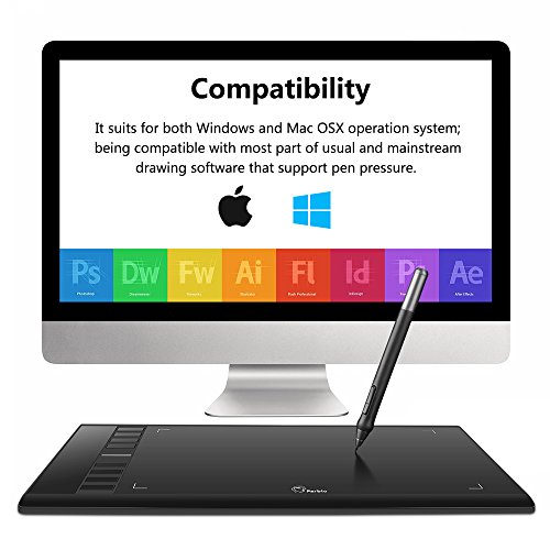 Parblo A610 Graphic Drawing Tablet with 2048 Levels Pressure Pen, Carry Bag, Drawing Tablet Glove, 10" x 6" Drawing Tablet for Digital Art Works