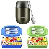 DaCool Insulated Lunch Container Hot Food Thermos 16 oz + Bento Box Kids Lunch Box 7.5 Cups with 4-C