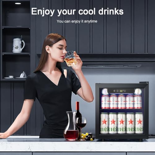 Image of Antarctic Star Mini Fridge 12 Bottle 48 Can Beverage Refrigerator Cooler with Glass Door for Soda Drinks or Wine,Freestanding Beverage Fridge for Home and Bar with Adjustable Shelving, 1.3 Cu. Ft.