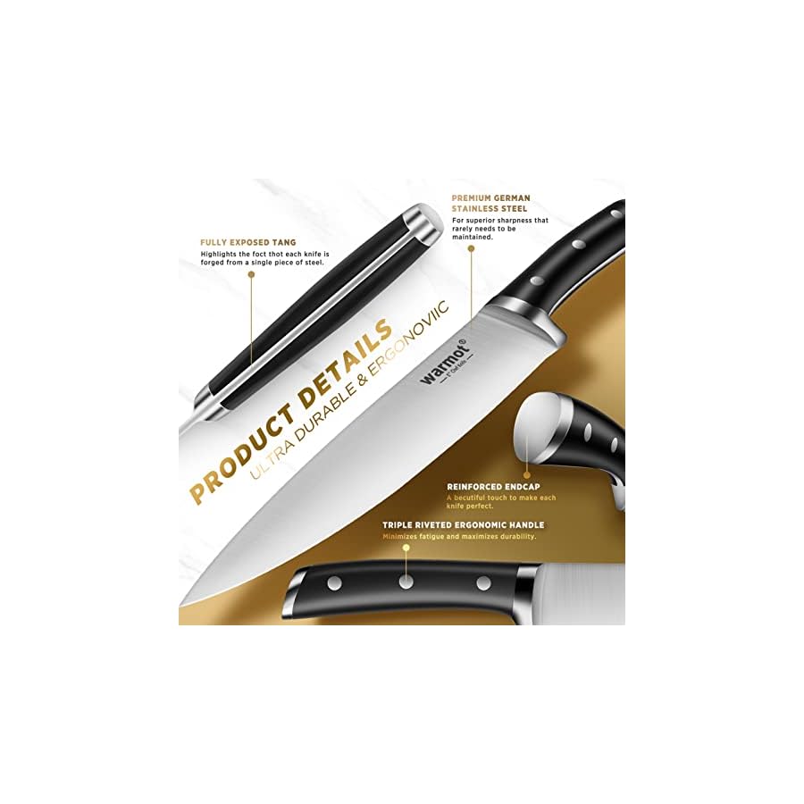 Kitchen-Knife-Set-with-Block-Warmot-15-Pcs-Ultra-Sharp-Chef-Knife-Set-Full-Tang-Knife-Set-with-Knife-Sharpener-High-Carbon-Stainless-Steel-Knife-Block-Set-Triple-Riveted-Handle Warmot® Kitchen Knife Set, 15 Pieces Knife Set Chef with Knife Sharpener Block, Ultra Sharp German Stainless Steel Knife Set Ergonomic Handle, Silver