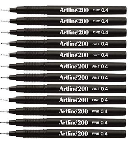 2XFineliner Pen Water-Based Ink 0.4mm Tip 0.4mm Line Black Ref A2001 [Pack of 12]