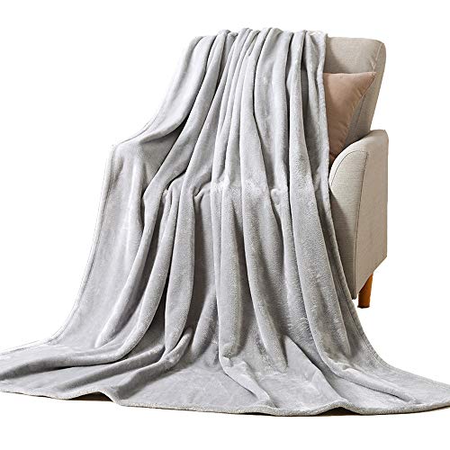 NANPIPER Throw Blanket Ultra Soft Thick Microplush Bed Blanket-All Season Premium Flannel Fleece Velvet Blanket for Sofa Couch(Twin Size 65"x 80",Light Grey)