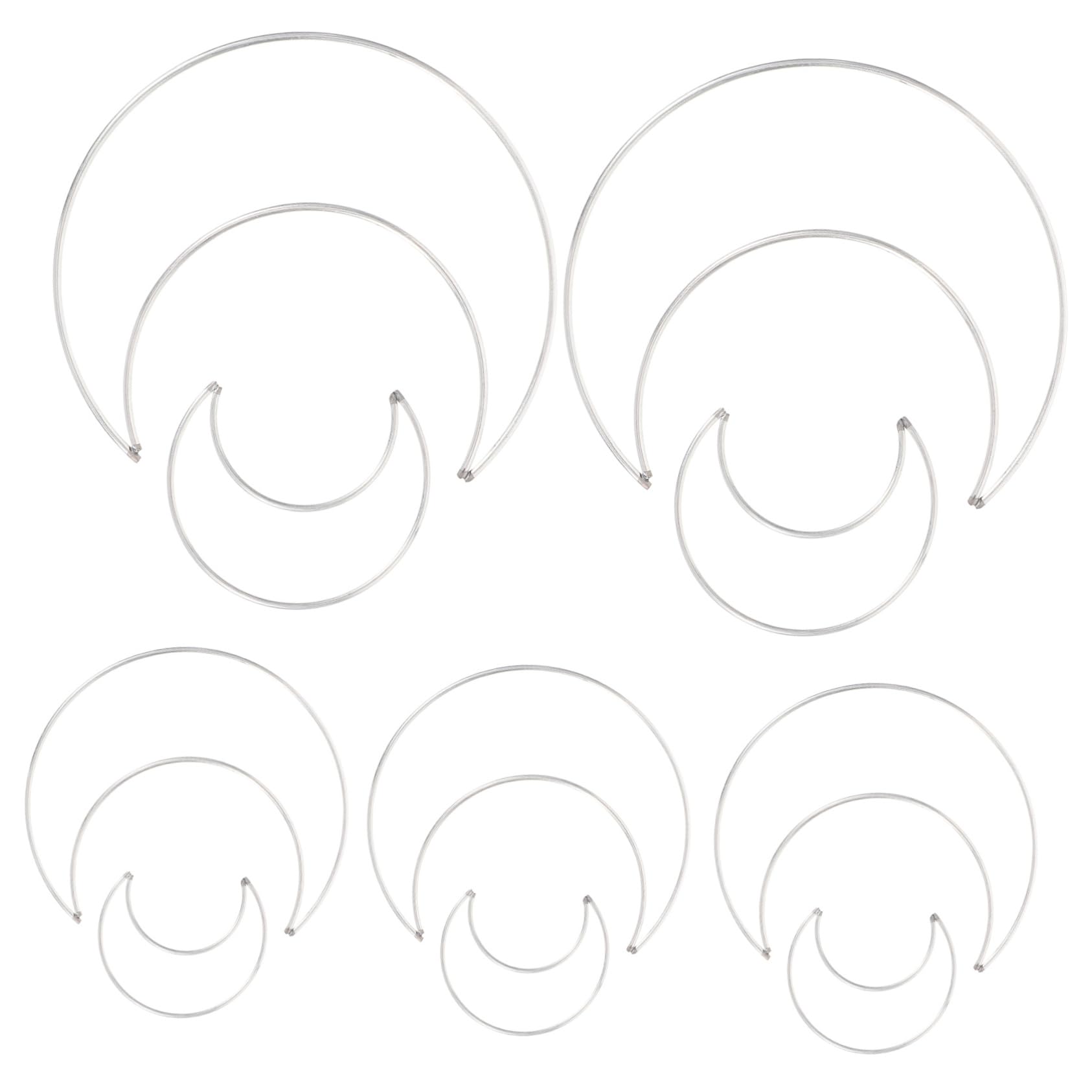 HOOTNEE 10Pcs Moon Shaped Dream Catcher Rings Handmade DIY Craft Tools for Dreamcatchers Wreaths Windchimes Small Large for DIY Projects