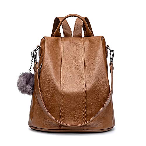Sac a dos femme orange en cuir souple de mode haute capacite casual