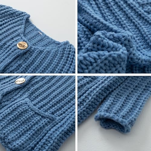 Chevara Women’s Cropped Knit Cardigan Long Sleeve Crewneck Button Down Fall Sweater with Pockets3