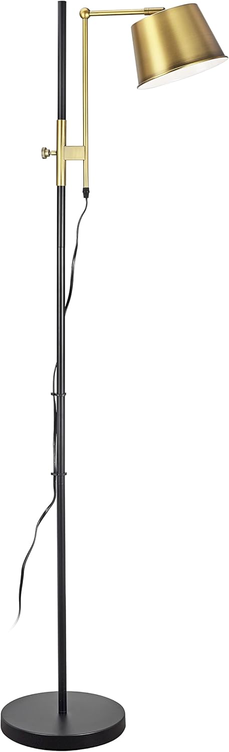 Aspen Creative 42003-53-1, Floor Lamp, 2-Tone Finish, Matte Black w/Copper Painted Shade, Size: 14-5/8" L x 9-7/8" W x 63-3/4" H, E26 Socket, Bulb Not Included