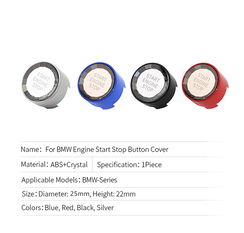 SANRILY 1Pcs Crystal Engine Start-Stop Switch Button Cover for BMW 1 5 6 Series 2 Serie F22 3 Series GT F30 Car Ignition Push Switch Button Decoration Caps Red