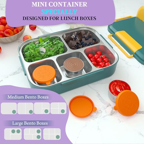 Image of Qukaka 1.6 oz Stainless Steel Salad Dressing Containers with Lids, 6 Pack