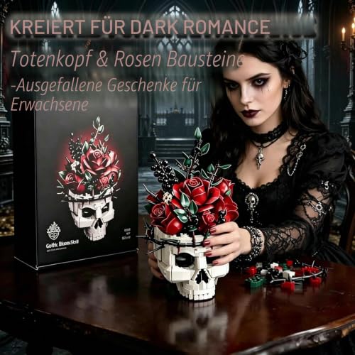 Goldlife Klemmbausteine Blumen – Rosen mit Totenkopf-Vase – Bild 3
