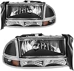 AUTOSAVER88 Headlight Assembly Compatible with 1997-2004 Dodge Dakota 98-03 Dodge Durango Headlamp