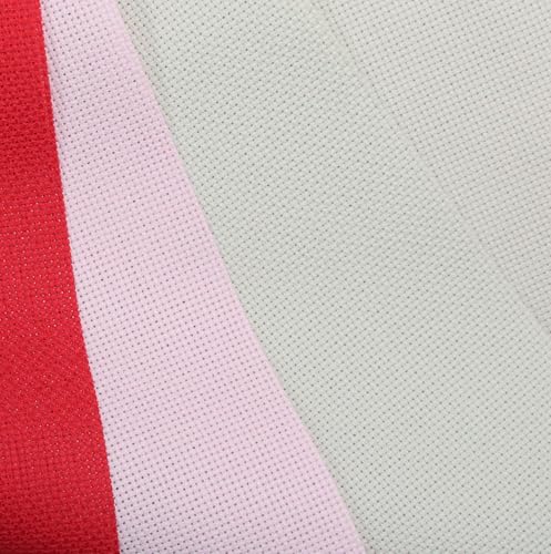 Image of KCS 3 pc of 15 inch x 18 inch(38cmx45cm) Counted Cross Stitch Cotton Aida Cloth Needlework Rolled Fabric Box,18CT,Pink+Red+Pearl Grey