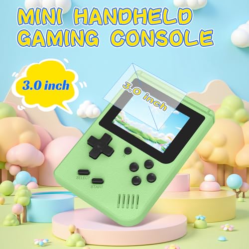 Image of Retro Gaming Console, Built-in 400 Classic Retro Game Console, 3.0 Inch IPS Screen Retro Handheld Game Console, 1020mAh Rechargeable Battery, Portable Arcade Video Gaming Console (Green)