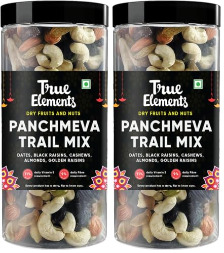 Image of True Elements Panchmeva Trail Mix 400g - Mixed Dry Fruits | Mixed Nuts | Healthy Snacks | Trail Mix | Premium Dry Fruits | Almonds | Raisins | Cashews | Dates | Blackcurrant | Protein Rich Snack