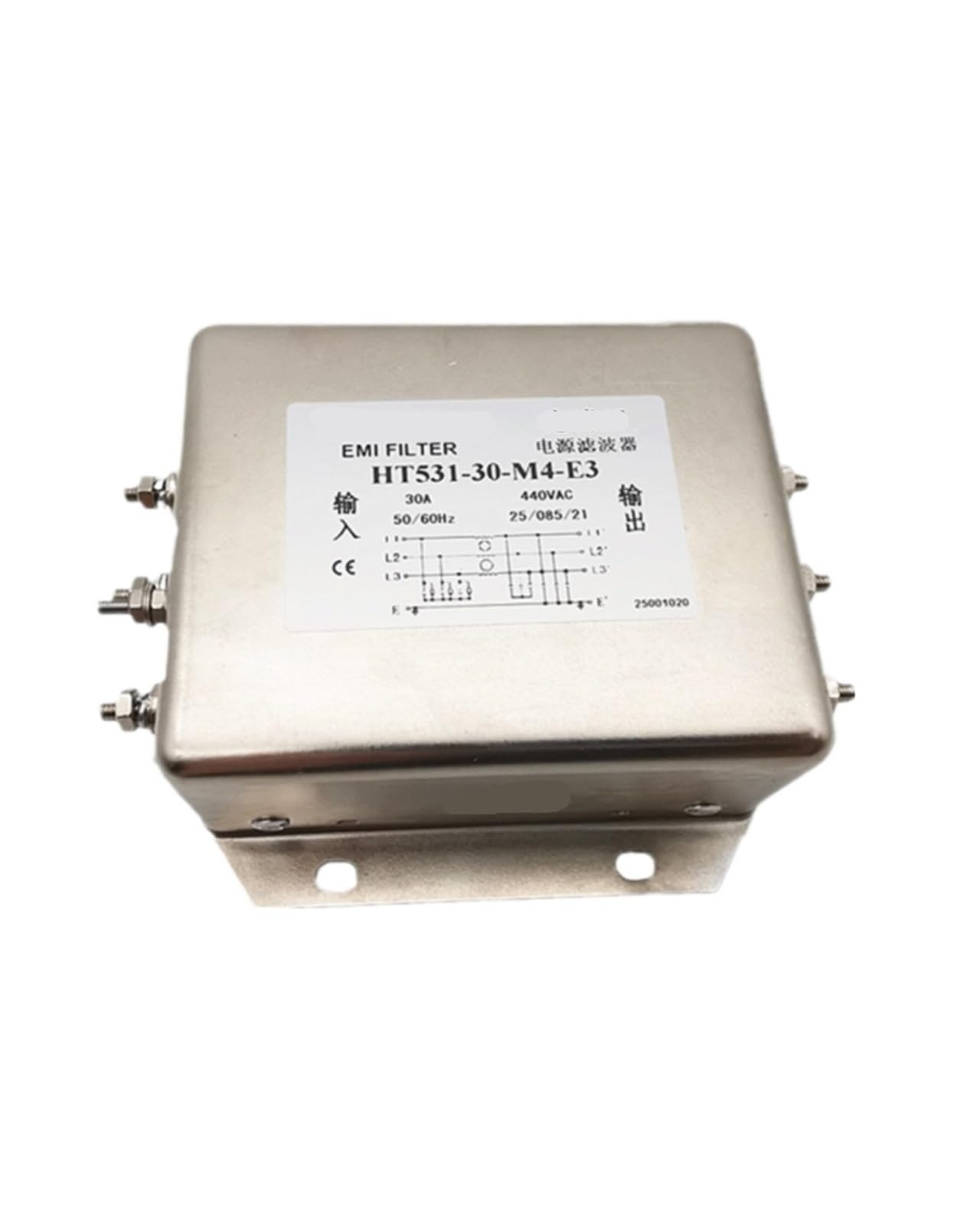 Filtre d'alimentation triphasé HT531-30-M4-E3 contre les interférences électriques 380V - 4