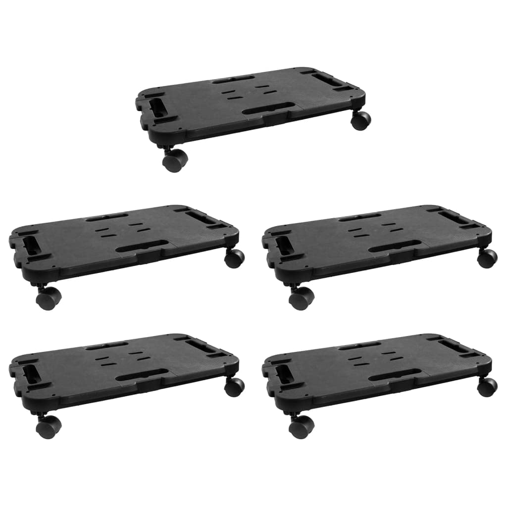 5 ruedas de polipropileno negro con 200 kg, plataforma para taller, hogar, mudanzas y jardín, ruedas flexibles y asas para facilitar el movimiento
