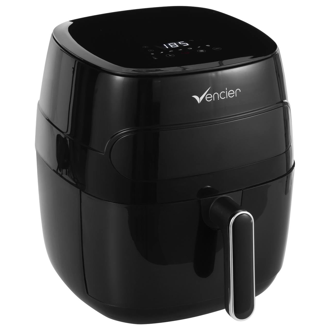 Vencier 5.5L Digital Air Fryer 220V 1350W with Transparent Window, LED Touch Display, 6 Presets, 30-Min Timer, Rapid Air Circulation, 90% Less Fat, Stylish Piano Black Design