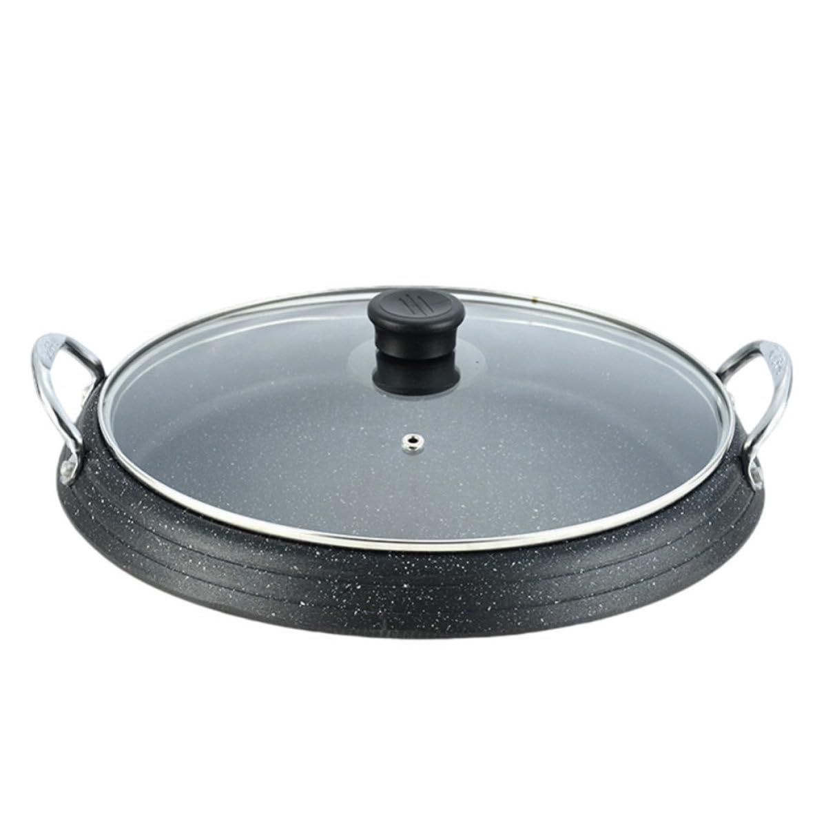 Piatto da Barbecue Rotondo in Pietra Medica Nero senza Fumo