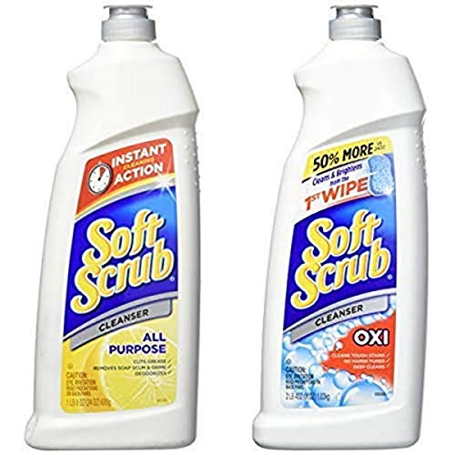 Soft Scrub All Purpose Surface Cleanser, Lemon, 24 Fluid Ounces and Soft Scrub Multi-Purpose Kitchen and Bathroom Cleanser with Oxi, 36 Ounce