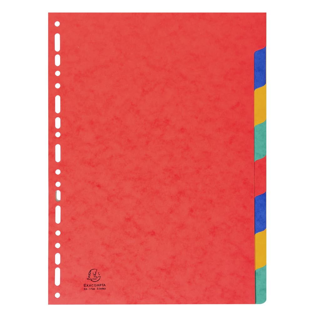 Exacompta 1408E 25er Pack Premium-Register für DIN A4 aus starkem Colorspankarton 8-teilig volle Höhe 22 x 29,7 cm vollfarbig 2 x 4 Farben mit Indexseite zum selbstgestalten Trennblätter