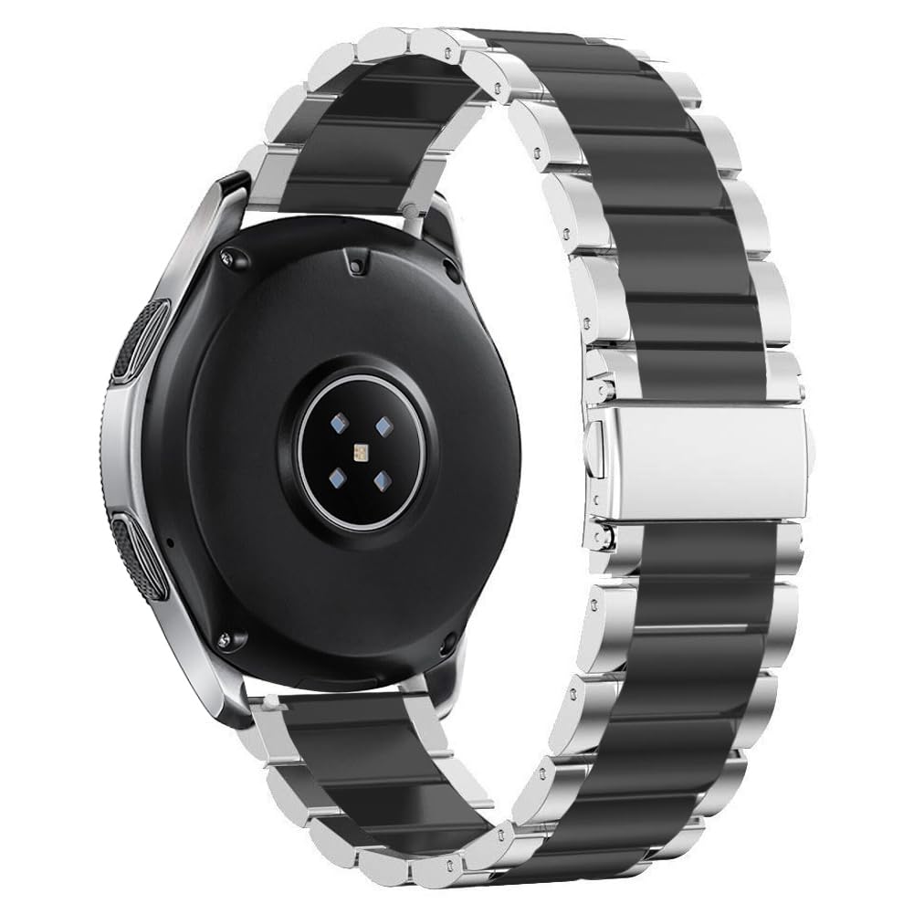 SUNDAREE Compatibile con Cinturino Samsung Galaxy Watch 46MM SM-R800/Watch 3 45MM/Gear S3/Garmin Venu 3/Amazfit GTR 4/HUAWEI Watch GT 3,22MM Nero Argento Metallo Acciaio Orologio Cinturini Ricambio