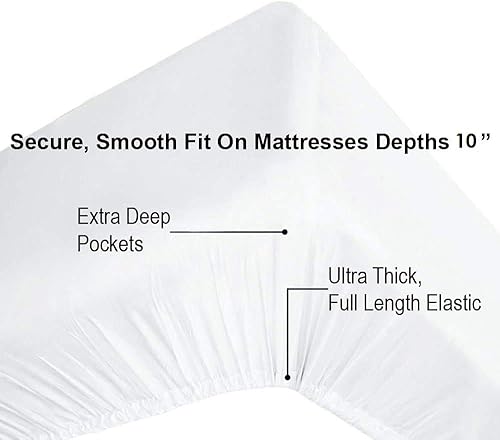 Miniatura 6 de Juego de sábanas de 100 % algodón orgánico, 1000 hilos, 4 piezas, ecológicas, transpirables, tejido de satén suave de lujo, se adapta a colchones de