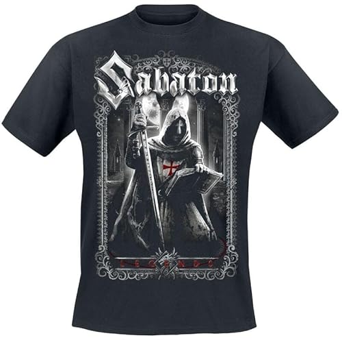 Photo de Sabaton Templars Homme T-Shirt Manches Courtes Noir L 100% Coton Regular/Coupe Standard