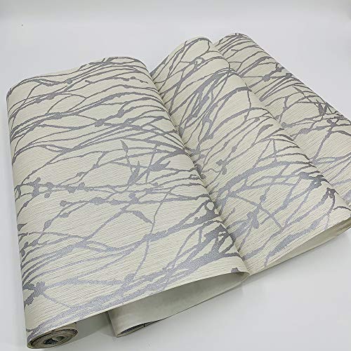 Q Qihang Modern Abstract Curve Striped Pattern Non-Woven Non-Pasted Wallpaper Roll For Living Room Bedroom 1.73' W X 32.8' L (Cream Gray) #TOP4