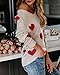 Tutorutor Womens Sexy V Neck Drop Shoulder Pullover Sweaters Oversized Cute Heart Love Print Knitted Fall Jumper Tops