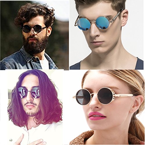 Image of RazMaz Round Steampunk Designer Brand Sunglasses | Elegant And Fashionable Design for Women & Men | Stylish Polarized Lens | UV400 Protected